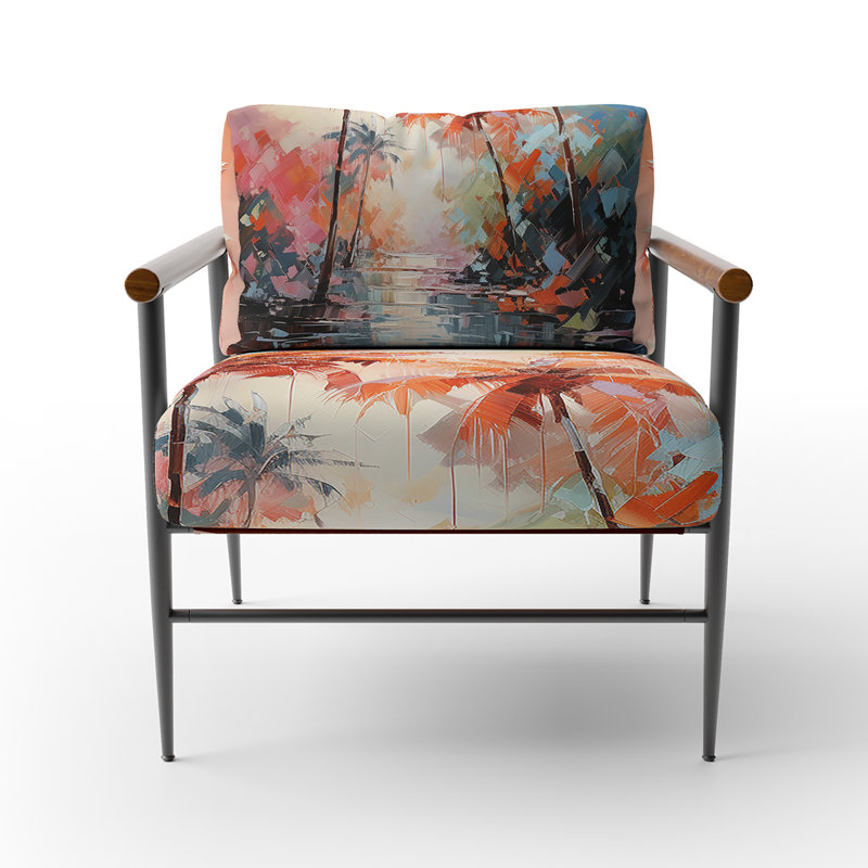 Davidenko - Chaise d'appoint rembourrée Palm Trees, Noir, noir, noir, noir