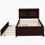 Lit avec lit gigogne et bibliothèque, lit plateforme, structure en bois-1080555341-1084429869