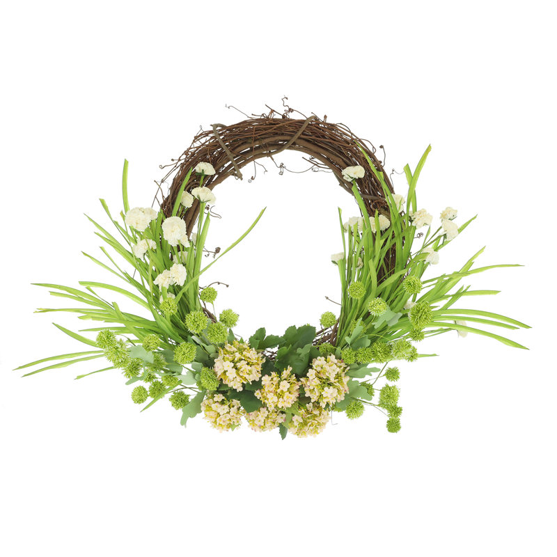 22'' Wreath with Carnations and Echinops