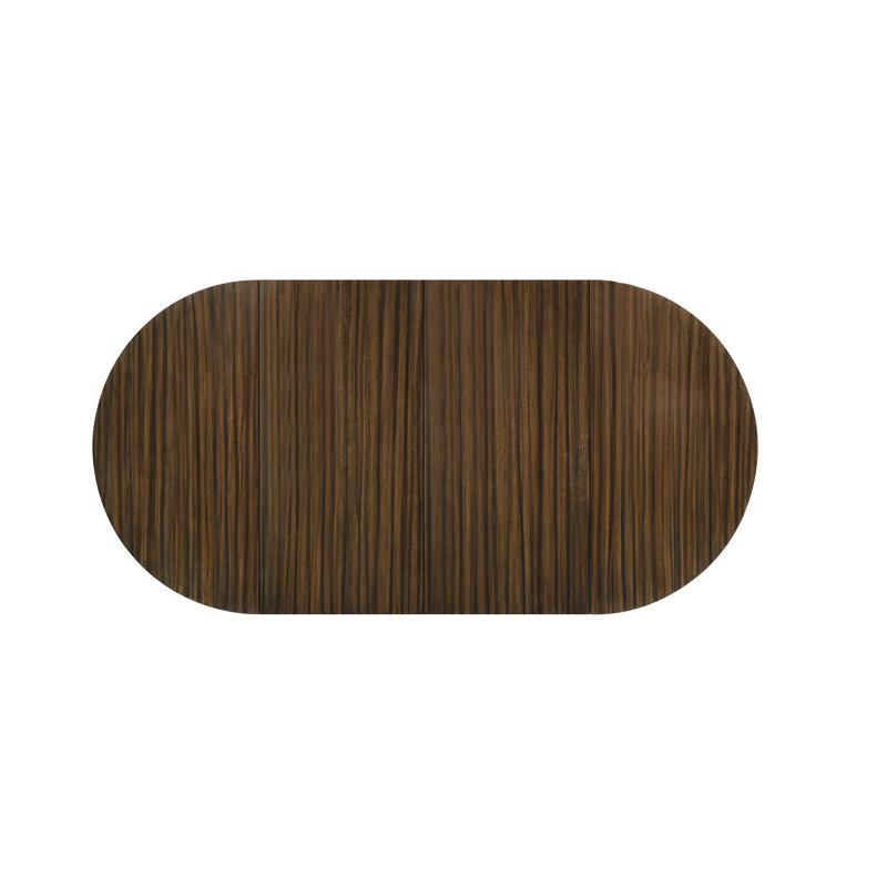Black and Brown Extendable Round Wood Dining Table