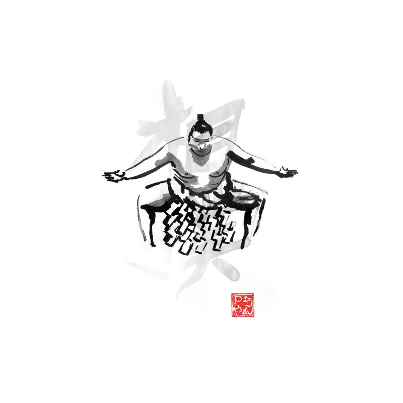 Sumo by Péchane - Painting on Canvas, 20.32 cm H x 30.48 cm W, Wrapped Canvas