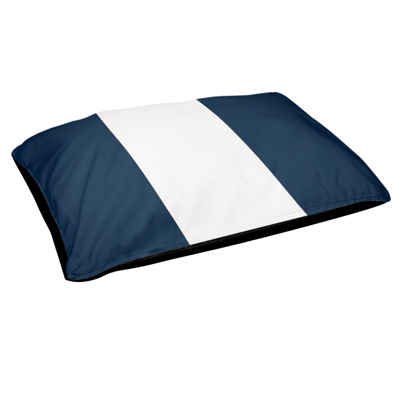 Coussin pour chien Denver, Moyen (H 6,5 po x l 40 po x P 30 po), Bleu marine/blanc