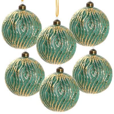 D3.9" Christmas Ball Ornaments, Glass Decorative Hanging Ball Christmas Tree Ornaments