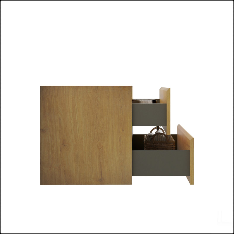 Armoire murale sans lavabo, chêne naturel, avec deux tiroirs