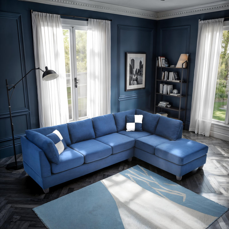 Harikleia Salisbury Sectional, Navy Blue Fabric