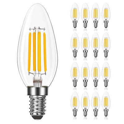 7 Watt (100 Watt Equivalent), B11 LED, Dimmable Candle Light Bulb, E12/Candelabra Base -  Luxrite, LR21634-16PK