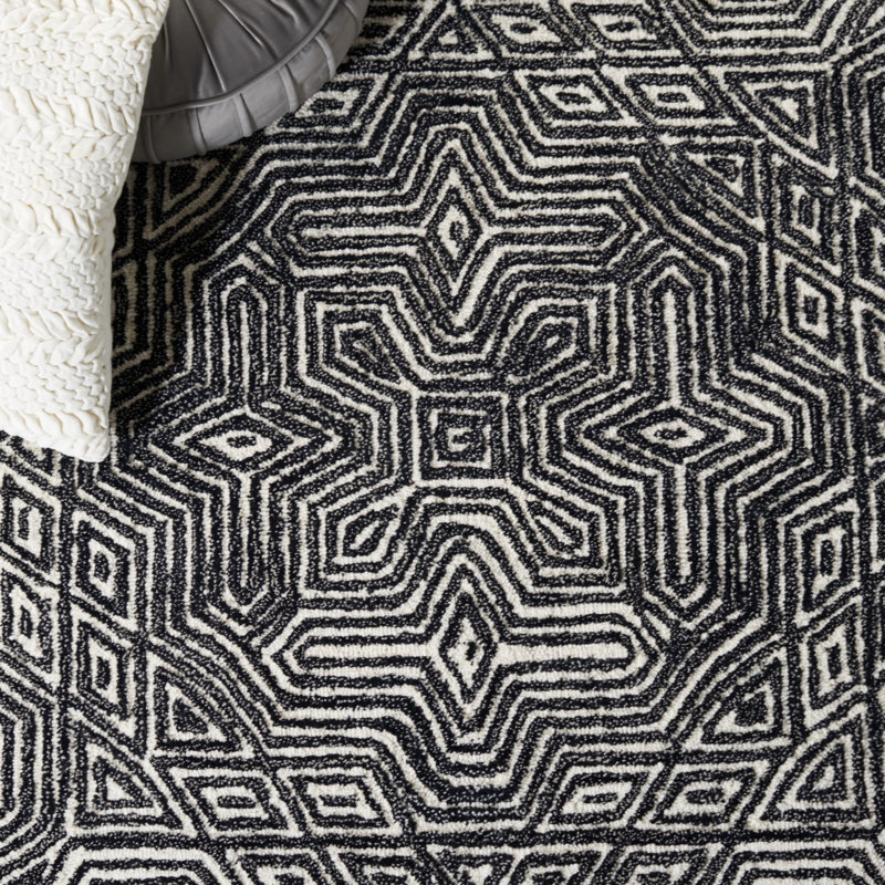 Angeli Hand Tufted Wool And Cotton With Latex Geometric Rug, Rectangle 5' x 8'