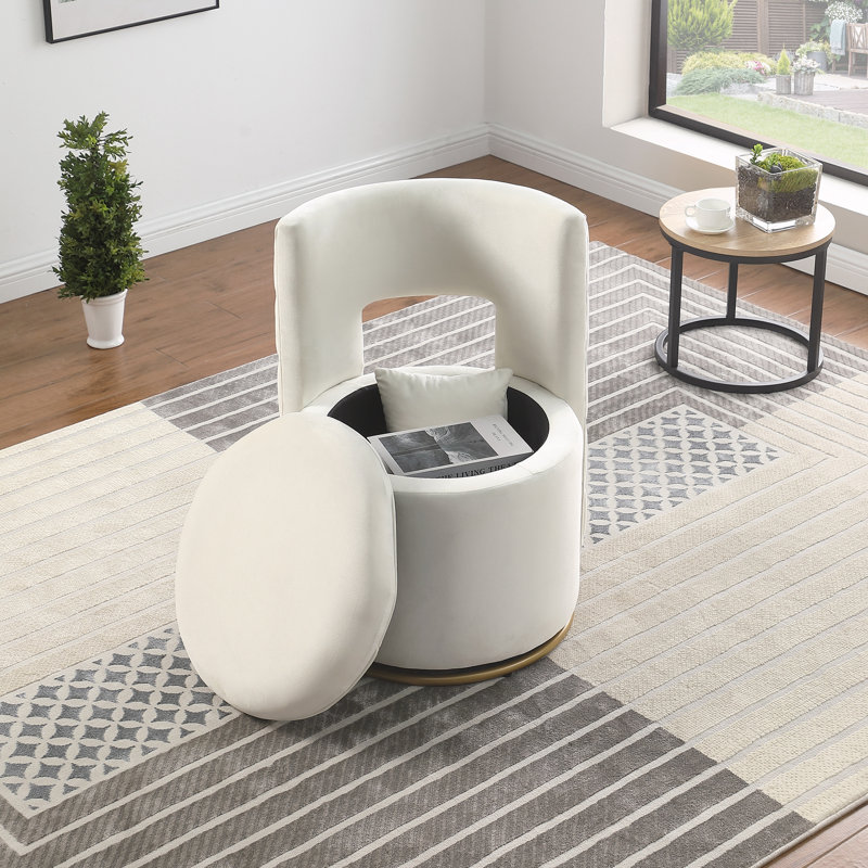 Fauteuil d'appoint pivotant à 360 ° avec fonction de rangement, Blanc