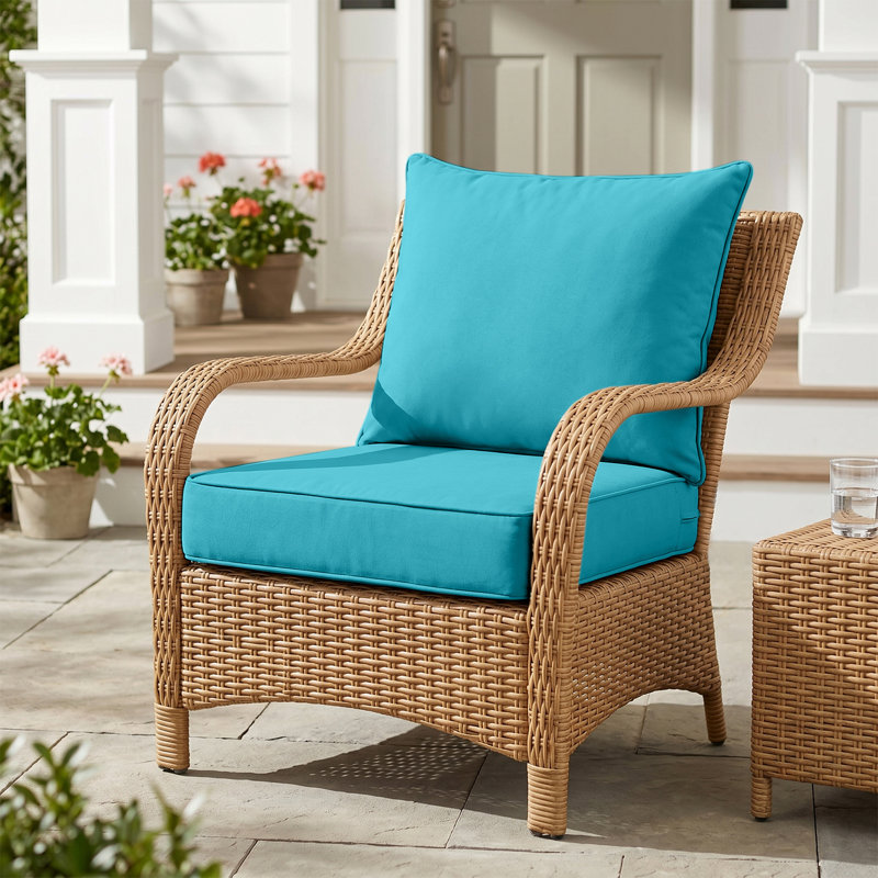 Indoor/Outdoor 5" Thick Deep Seating Cushion Set Seat/Back Cushion for Chairs Loveseats Sofas, Blue