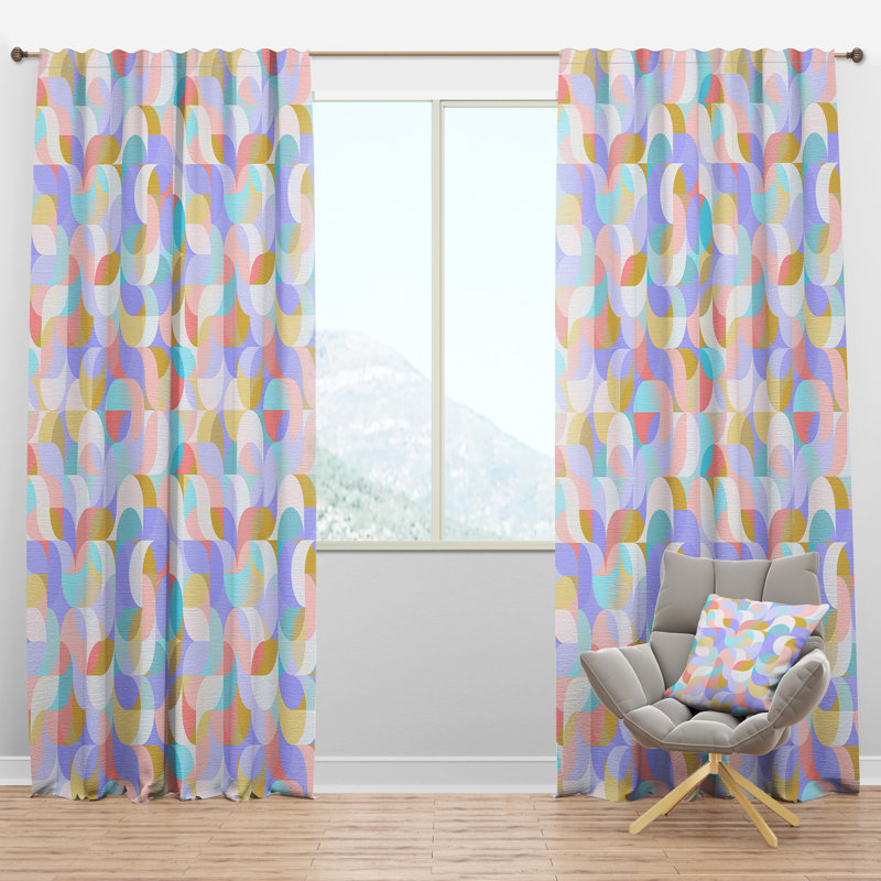 Torsades en forme de goutte et motif de formes géométriques ondulées - Rideau en velours moderne - 1 panneau