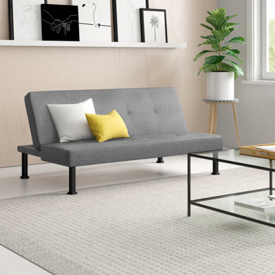 Genina Twin 39" Wide Linen Convertible Sofa by Ebern Designs
