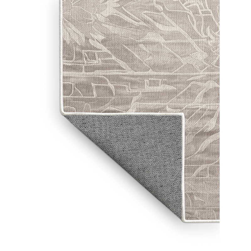 Machine Washable Beige Area Rug, Runner 2' x 4'