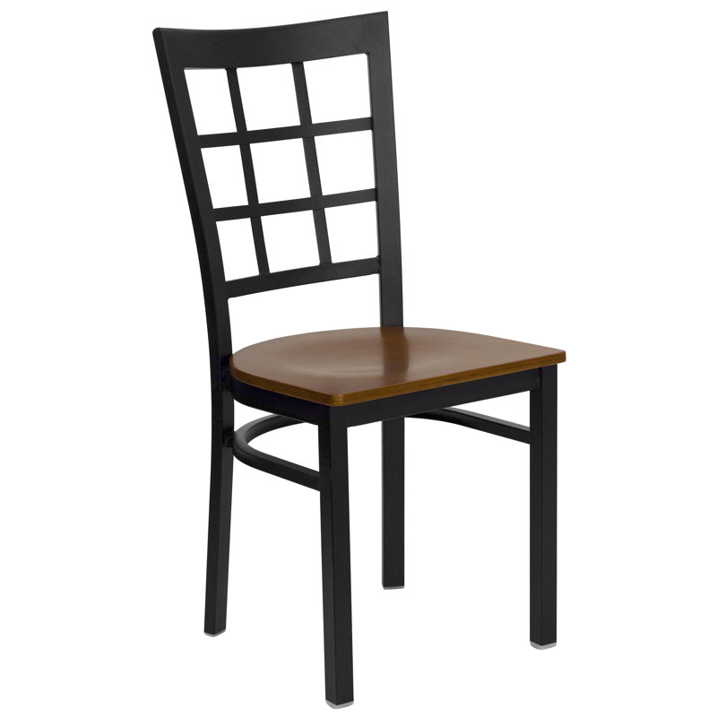 Chaise de restaurant en métal Prompton Modern, Siège bois de merisier