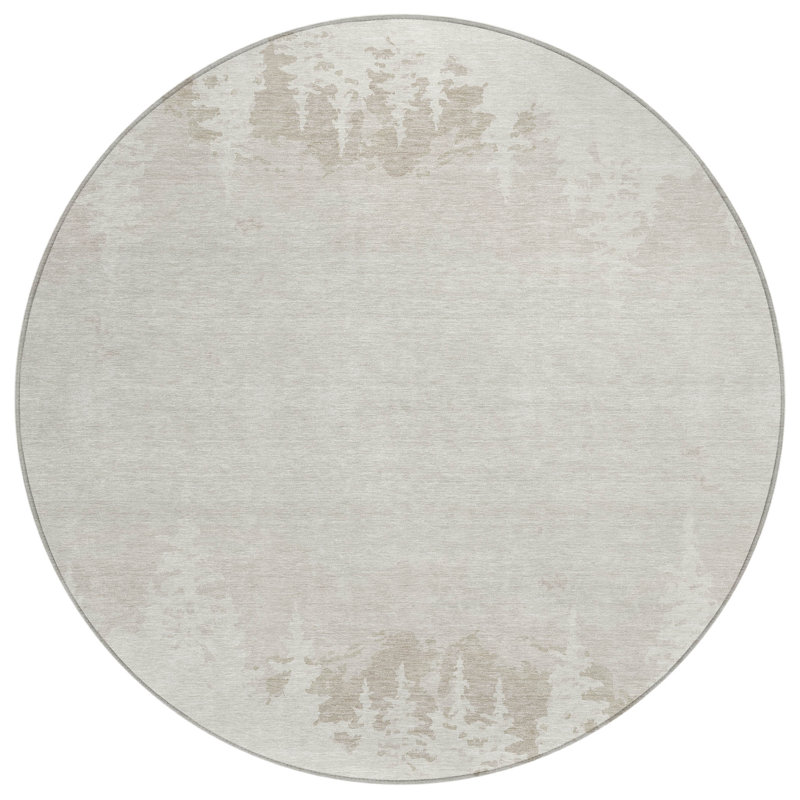 Machine Washable Indoor/Outdoor Chantille ACN2861 Lodge Rug, Ivory, 8' Round