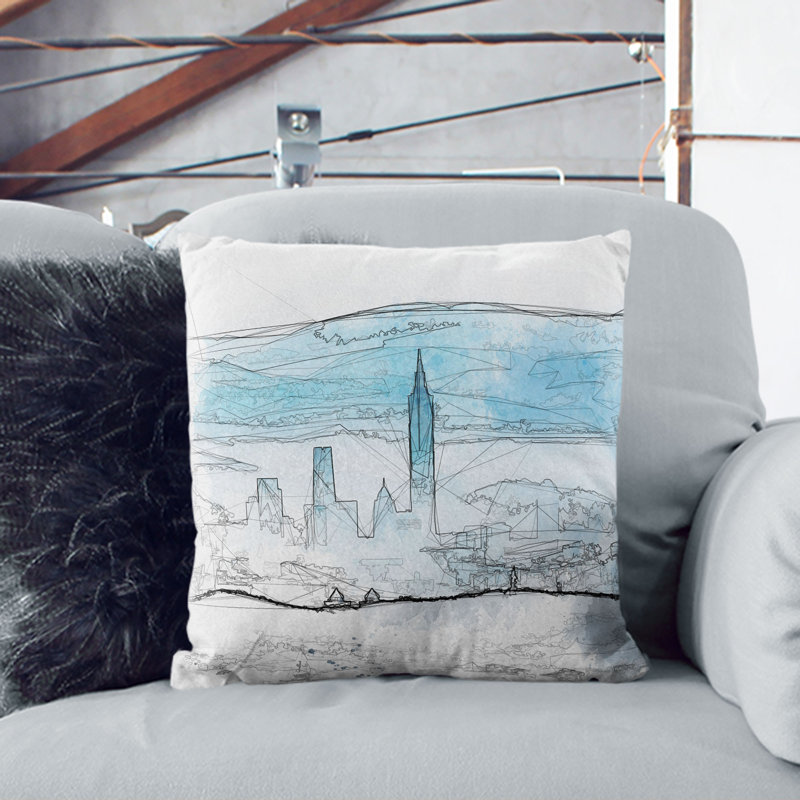 Abstract Square Cushion, 40cm H x 40cm W x 15cm D, Black