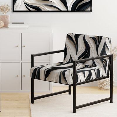 Chaise d'appoint décorative rayée blanche et noire Minimalist Elegance
