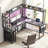 Bianco L-Shaped Desk with Hutch & Power Outlet, Gaming Desk Corner Computer Desk with Led Lights-1976499934
