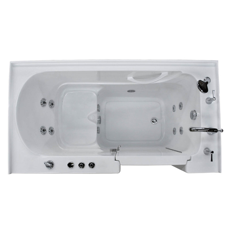 Aspen 60'' x 32'' Whirlpool Acrylic Bathtub with Faucet, Right, White