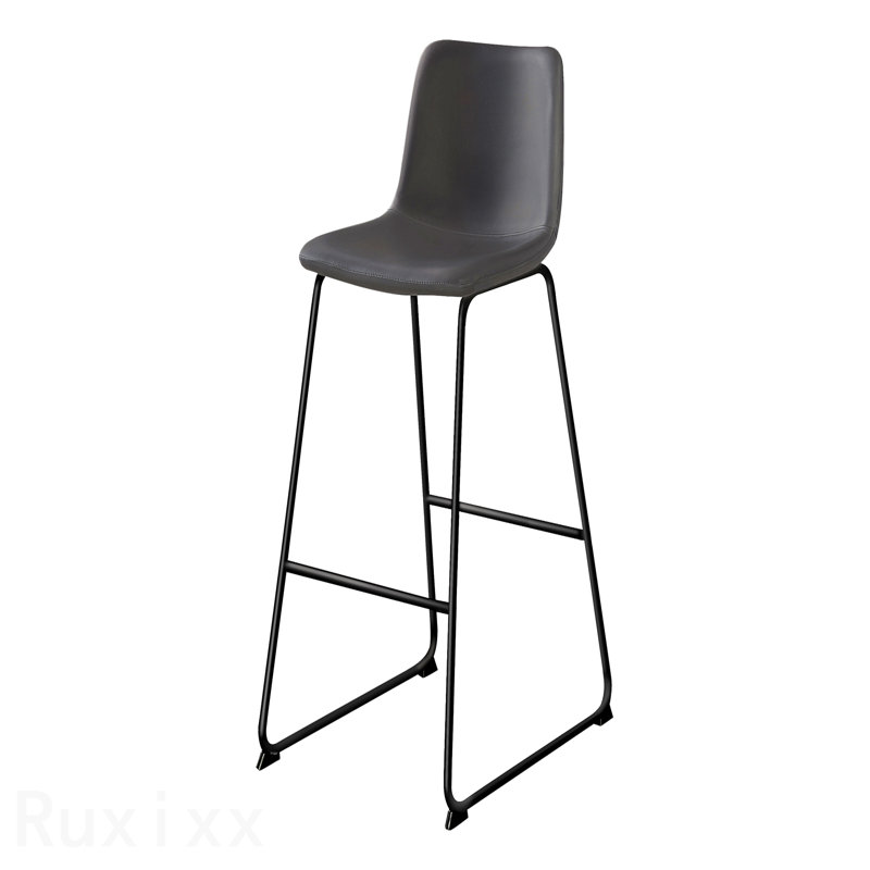 Chaise de bureau à hauteur de bar en métal gris aspect métal gris, debout, bureau d'ordinateur, contemporain moderne