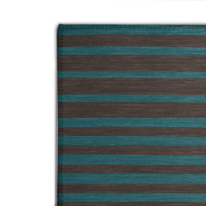 HorizontalStripes Blue Indoor and Outdoor Area Rug, Rectangle 2' x 3'