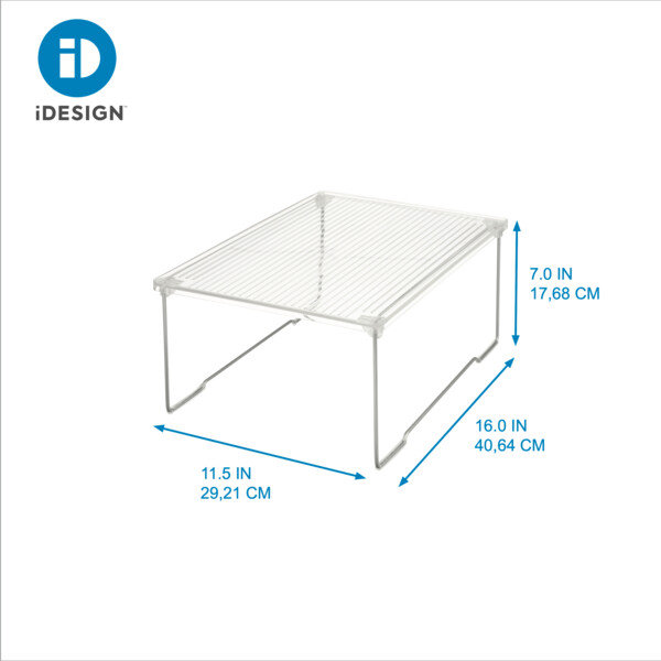 iDesign Plastic Stackable Cabinet Shelf Riser for Bathroom Storage– Clear