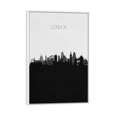London, Uk City Skyline 1 Piece Single Picture Frame and Floater Frame Wall Art on Canvas