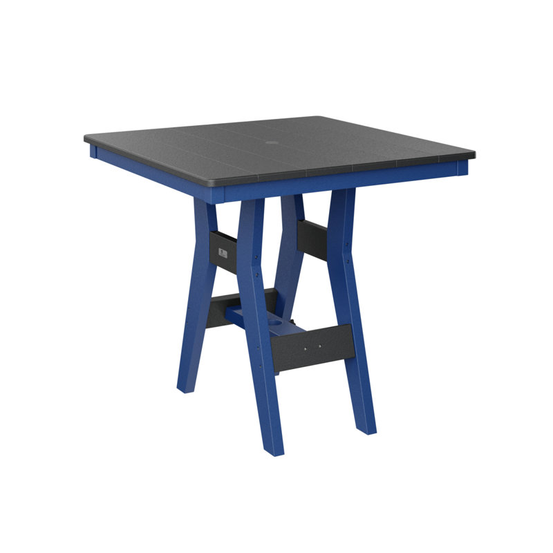 Table de salle à manger carrée 33 po Berlin Gardens Harbor, 30.37" H x 33" W x 33" D, Noir, Bleu pacifique