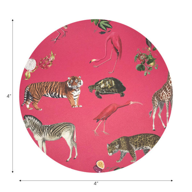 Sous-verres ronds en cuir cerisier Exotix, Cerisier