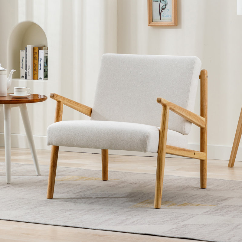 Banan Boucle Upholstered Armchair, White 