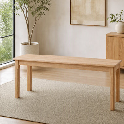 Banc de salle à manger en bois d'hévéa massif de 120 cm (47,2 po), banc d'entrée rustique, assise de table