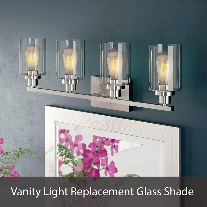 # 23656-60-4, abat-jour en verre transparent pour luminaire: H 5-1 / 2 po x H 6 3/4 po, trou central: 42 mm, paquet de 4