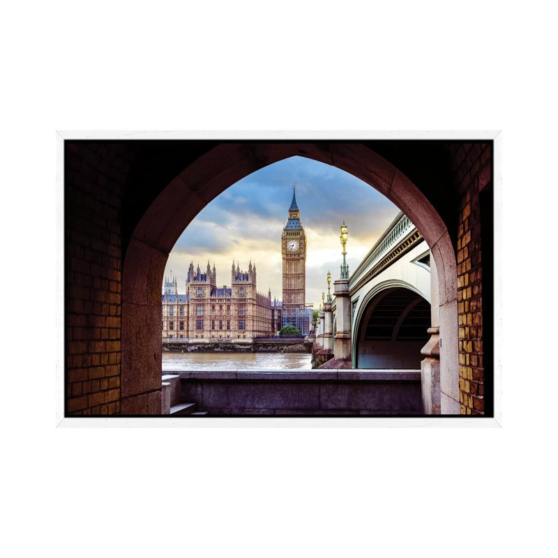 Big Ben And Palace Of Westminster II by Susanne Kremer - Gallery-Wrapped Canvas Giclée on Canvas, White Floater Framed