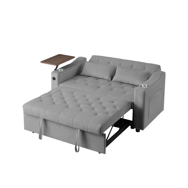 Multifunctional Light Grey Velvet Sofas, Modern Sleeper For Home