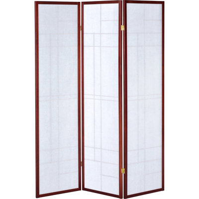 Paravent à 3 panneaux dans une combinaison blanc brun rouge, façon polyvalente de séparer l'espace, bois d'hévéa, hauteur de 71,25 pouces pour une ambiance chaleureuse et rouge riche, cadre en pin, construction élégante