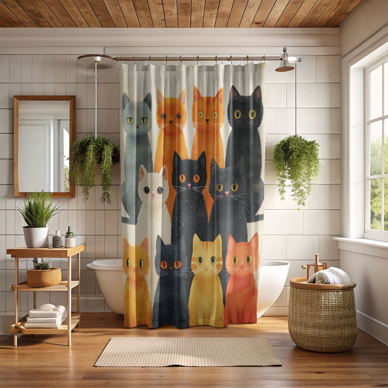 Rideau de douche 1 pièce Artful Fur, H 74 po x l 71 po