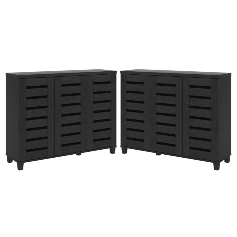 Lismore 3-Door Shoe Storage Cabinet (Set Of 2) – Holds 40 Pairs, Black Oak