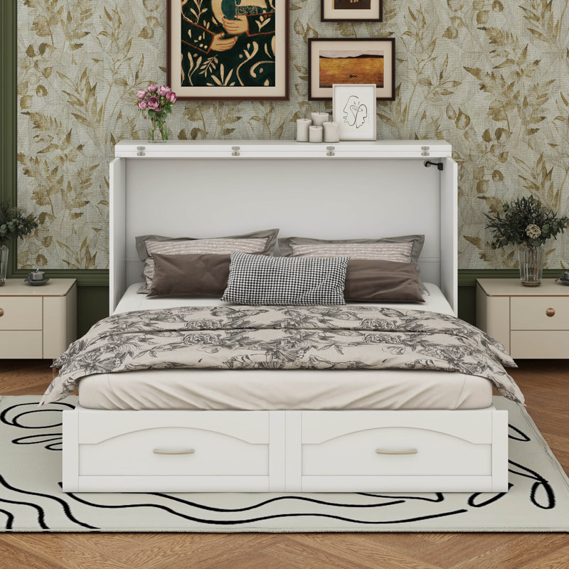 Armoire avec tiroirs et tiroirs Samih Murphy, Blanc, Double