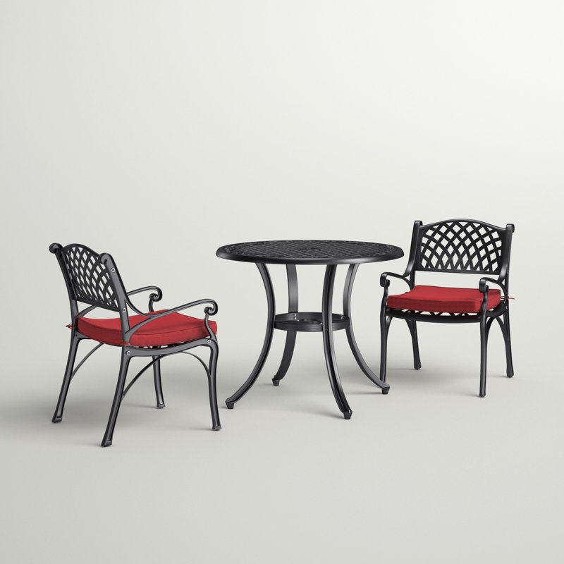 Coddington 2 - Person Patio Dining Set with Round Table , Cushions Included, Red