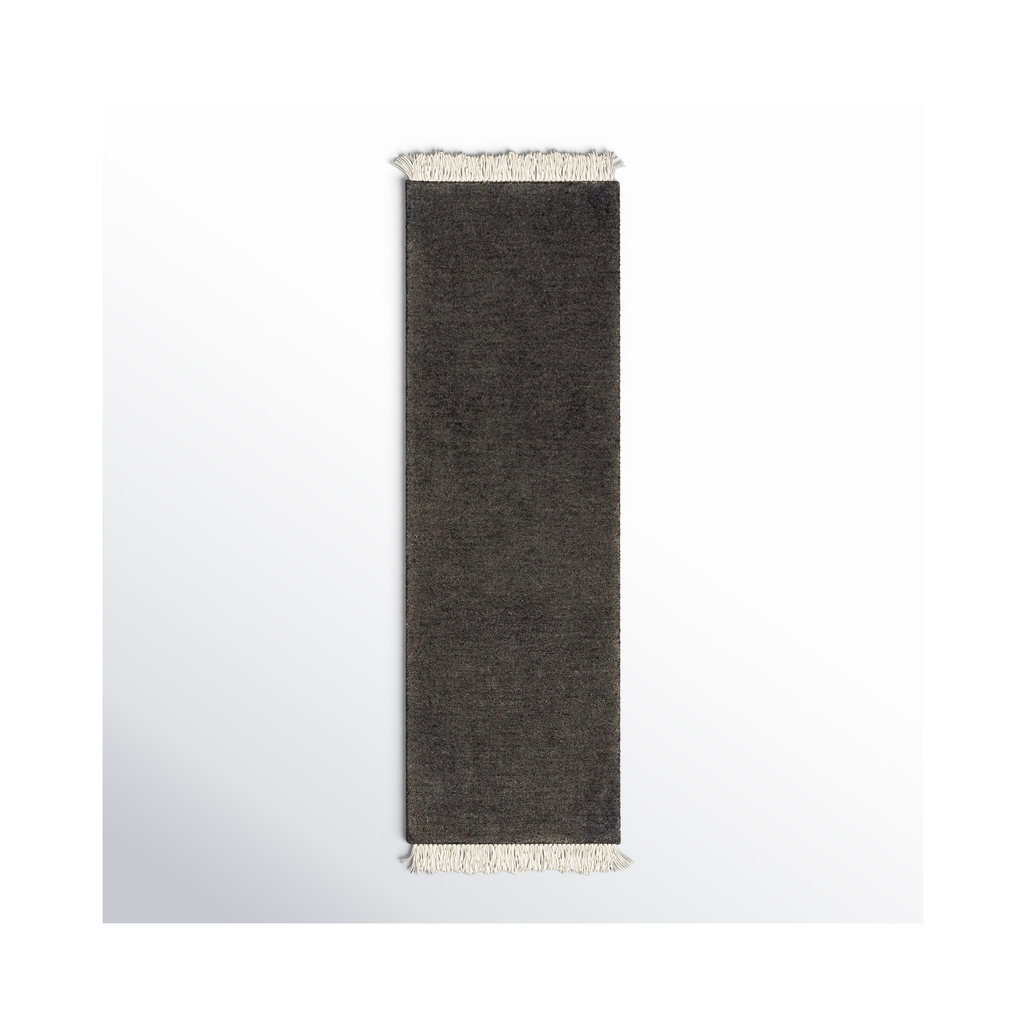 Clio Hand Loomed Wool Black Rug, Runner 3' x 10'
