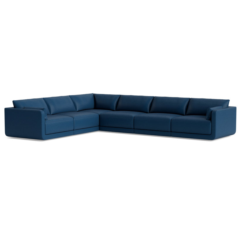 Eva Leather Modular Sectional, Leather - Deep Blue