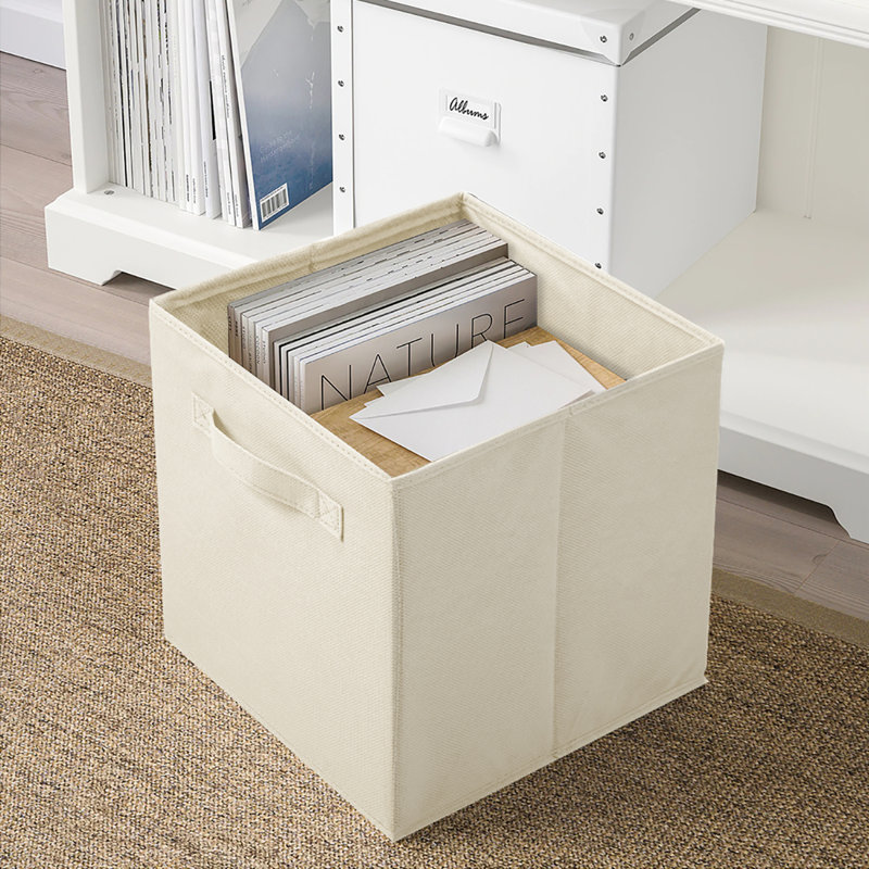 Cube de rangement en tissu pliable, Beige