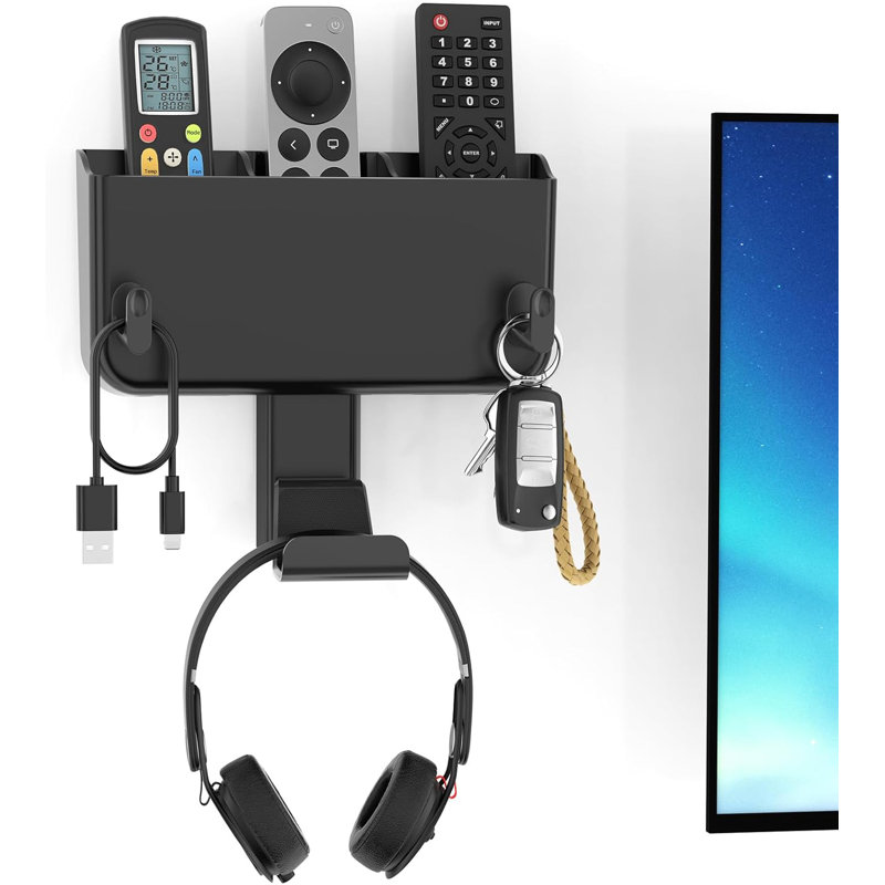 Support mural pour télécommande avec support pour casque d'écoute