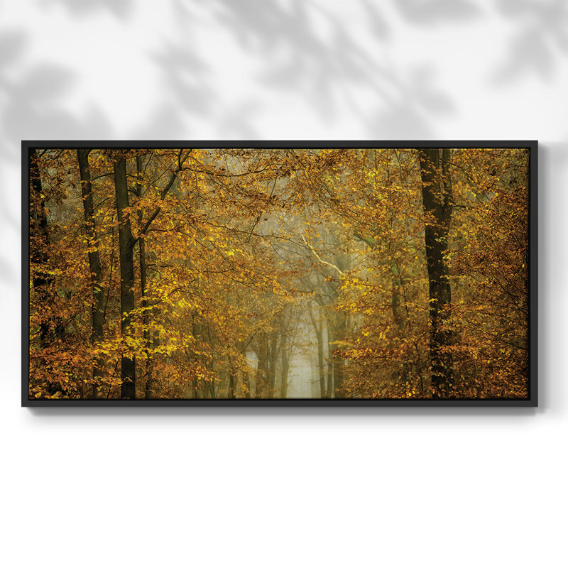 Prochaines feuilles d'automne - Toile tendue avec châssis encadré - Prêt à être accroché, H 21 po x l 41 po, Noir