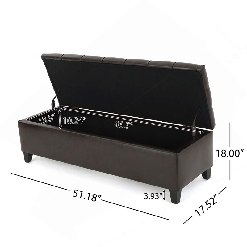 Ottoman Bench With Storage, Dark Brown