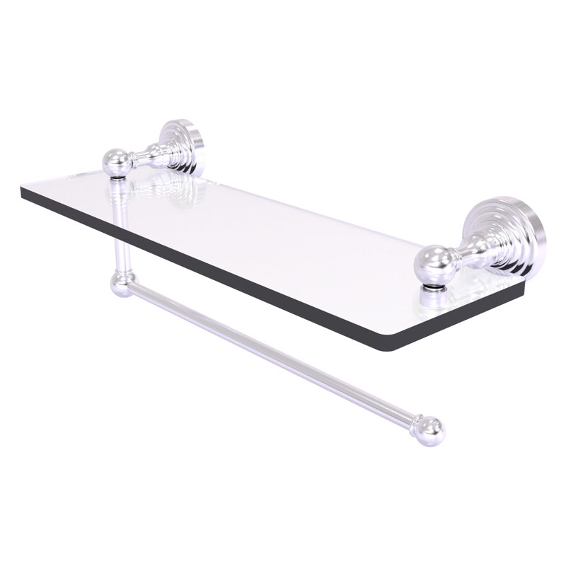 Beresford Bracket Shelf with Towel Bar, Satin Chrome, 5'' H x 16'' W x 5'' D