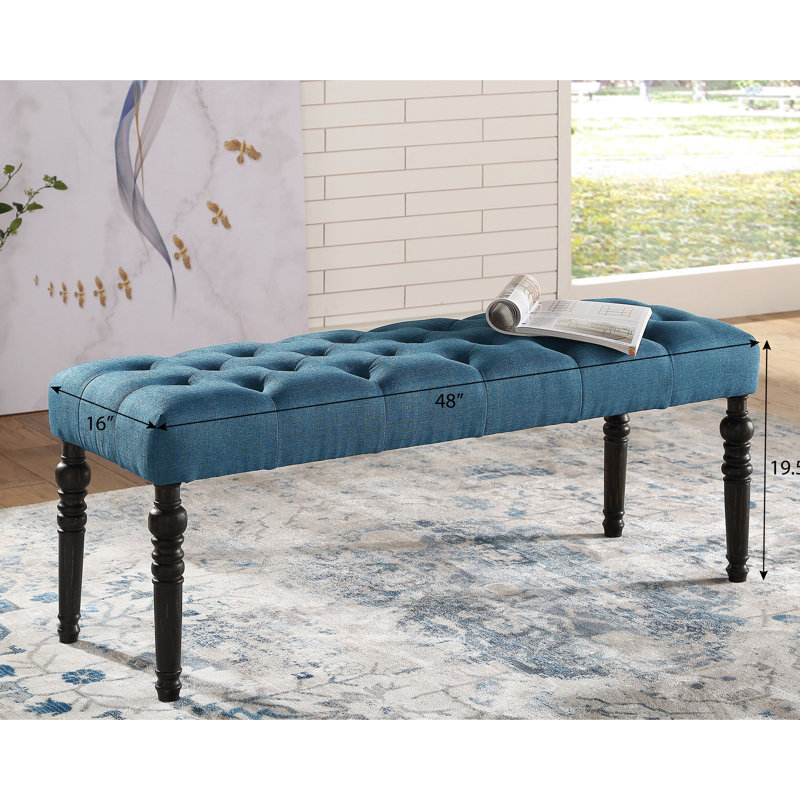 Banc de salle à manger capitonné en tissu Leviton, Bleu