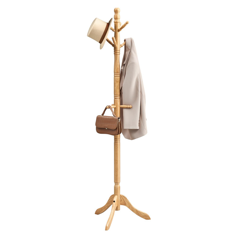 Rubber Freestanding 10 - Hook Coat Rack, Natural Beige