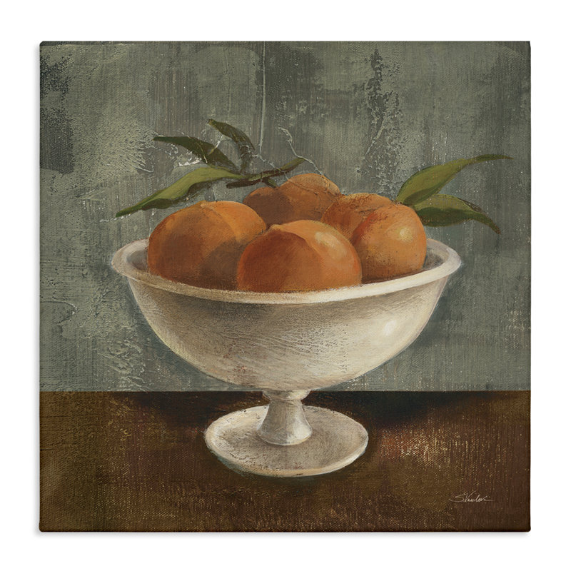 «Peaches Still Life», art mural sur toile par Silvia Vassileva, H 17 po x l 17 po