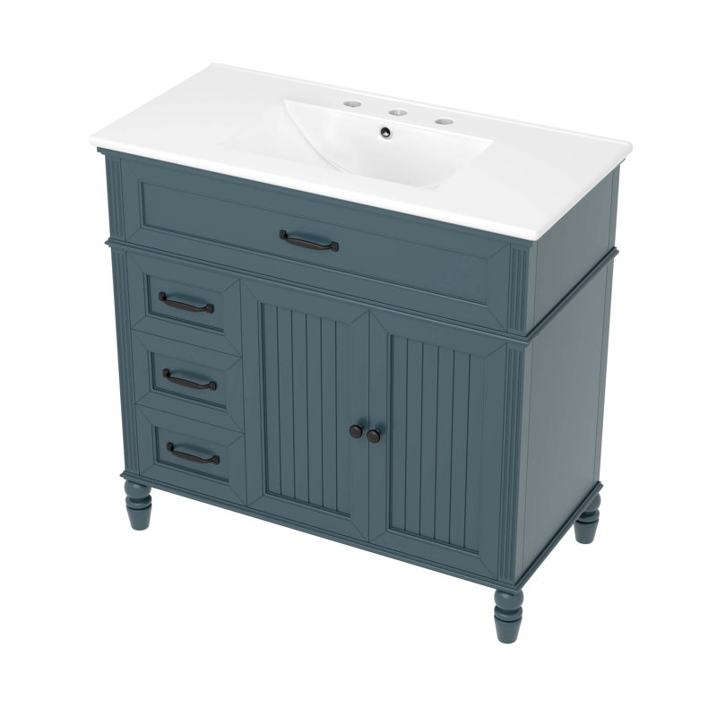 Meuble-lavabo 36 po avec tiroir, panneau de cadre solide, 36 po