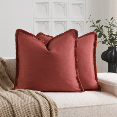 Housse de coussin en lin délavé texturé Boho Farmhouse